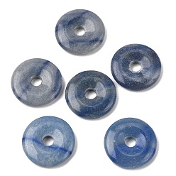 Blue Aventurine Natural Blue Aventurine(Dyed & Heated) Pendants, Donut/Pi Disc Charms, 30x6mm, Hole: 8mm
