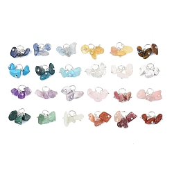 Нержавеющая Сталь Цвет 24 подвески из смешанных натуральных и синтетических камней, чип прелести, с 304 кольцами из нержавеющей стали, цвет нержавеющей стали, 7~8x7~10x5~6 мм, кольца прыжок: 6x0.8 мм, внутренний диаметр: 5 мм