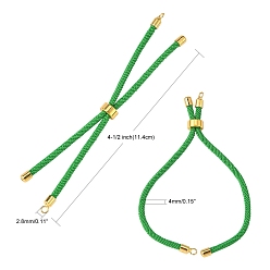 Mixed Color Nylon Twisted Cord Bracelet Making, Slider Bracelet Making, with Brass Findings, Lead Free & Cadmium Free, Round, Golden, Mixed Color, 8.66~9.06 inch(22~23cm), Hole: 2.8mm, Single Chain Length: about 4.33~4.53 inch(11~11.5cm)