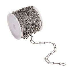 Нержавеющая Сталь Цвет Кабельная цепь из нержавеющей стали, пайки, с катушкой, цвет нержавеющей стали, 12x4x1 мм, около 16.4 футов (5 м) / рулон