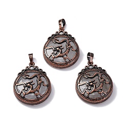 Хрусталь Природного кварца хрустальных подвесок, плоские круглые латунные подвески, без свинца и без кадмия, 34.5x27x8 мм, отверстие : 6.5x5 мм