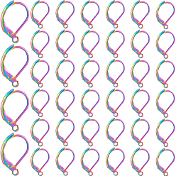 Rainbow Color 40 шт. 304 серьги с рычагом из нержавеющей стали, с петлей, без кадмия, без никеля и без свинца, Радуга цветов, 16x10.5 мм, отверстие : 1.5 мм, штифты : 0.7 мм