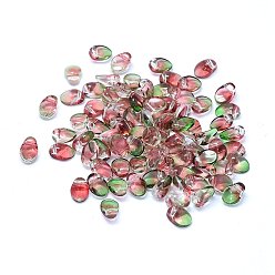 Разноцветный Стеклянные прелести, овальные, два тона, красочный, 8x6x4 мм, отверстие : 1 мм