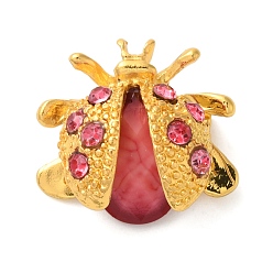 Бледно-фиолетовый Красный Брошь божья коровка из сплава со стразами, cmолой, для рюкзака для одежды, золотые, бледно-фиолетовый красный, 19x21 мм
