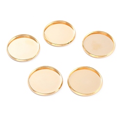 Золотой 304 Настройки нержавеющей стали кабошон, чашки безель с краями, плоско-круглые, золотые, 22x2 мм лоток: 20 мм