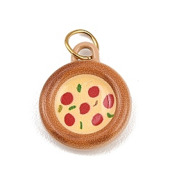 Food Печатные 304 подвески из нержавеющей стали, круглые подвески, золотые, питание, 19x15.5x4.5 мм, Перейти кольцо: 6x1 мм, 4.5 мм внутренним диаметром