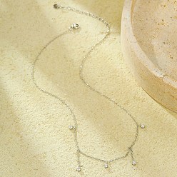 Нержавеющая Сталь Цвет 304 ожерелья с кисточками из нержавеющей стали с прозрачным кубическим цирконием для женщин, цвет нержавеющей стали, 18.43 дюйм (46.8 см)