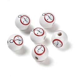 Другие Европейский бисер из натурального дерева, Серия Ocean, бусины лотоса с принтом 16 мм, бусины с большим отверстием, компас, 16x15 мм, отверстие : 4 мм