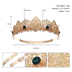 Изумруд Мужские литые короны для волос со стразами, регулируемые аксессуары для волос для мужчин, изумруд, 175~190 мм