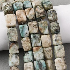 Хризоколла и Лазурит Натуральные бусы из хризоколлы и лазурита, кубоид, 12~13x8~10x8~10 мм, отверстие : 1 мм, около 30~31 шт / нитка, 14.76'' (37.5 см) ~ 14.96'' (38 см)