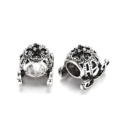 Античное Серебро Европейские настройки эмали для бусин в тибетском стиле, бусины с большим отверстием, без свинца, тыква перевозки, античное серебро, 12x14x10.5 мм, Отверстие : 5 мм , около 330 шт / 1000 г