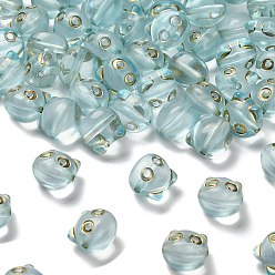 Голубой Прозрачные акриловые бусины, кошка, золотой металл обвитыми, голубой, 12.5x13x11 мм, отверстие : 1.8 мм, Около 431 шт / 500 г
