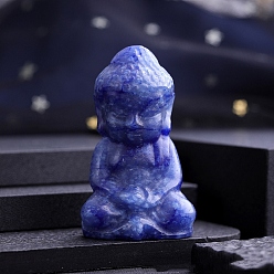 Синий Авантюрин Резная статуя Будды из окрашенного и нагретого натурального синего авантюрина, Камень Рейки для домашнего офиса, рабочего стола, украшение по фэн-шуй, 35 мм