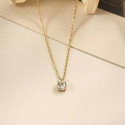 Кристалл Модные 304 плоские круглые подвески из нержавеющей стали со стразами для женщин, различные варианты, идеальный подарок, золотые, кристалл, 17.72 дюйм (45 см)