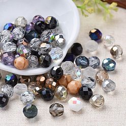 Mixed Color Electroplate Czech Glass Beads, Faceted, Oval, Mixed Color, 7~7.5x8mm, Hole: 1mm, about 240pcs/bag