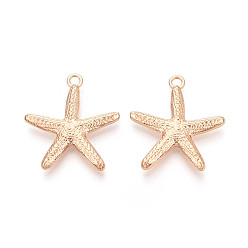 Light Gold Стойки подвески обшивки сплава, прелести морская звезда, золотой свет, 33x30x5 мм, отверстие : 2.8 мм