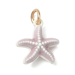 Thistle Alloy Enamel Pendants, Starfish Charms, Golden, Thistle, 16x15.5x7mm, Hole: 4mm
