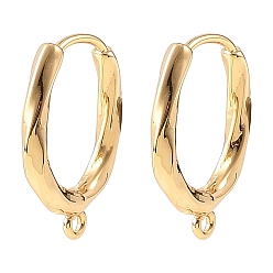 Real 18K Gold Plated SHEGRACE Brass Hoop Earring Findings, with Loop, Cadmium Free & Lead Free & Nickel Free, Real 18K Gold Plated, 19x13x2.5mm, Hole: 1.4mm, Pin: 1mm