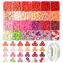 (52) Непрозрачная лаванда Летняя тематика diy плоские круглые/дисковые браслеты из полимерной глины ручной работы бисерные наборы для изготовления украшений, разноцветные, бусины : 6x0.5~1 мм, отверстие : 1.6~2 мм, 168 г / набор