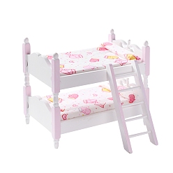 Pink Двухъярусные кровати из мдф-панели миниатюрные украшения, аксессуары для кукольного домика с микро-ландшафтом, притворяясь опорными украшениями, розовые, 137x81x120 мм
