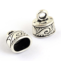 Antique Silver Tibetan Style Alloy Cord Ends, Cadmium Free & Lead Free, Antique Bronze, 11.5x10x7mm, Hole: 3mm, about 680pcs/1000g, Inner Diameter: 5x7.5mm