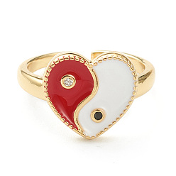 Rouge Micro cuivres ouvrent zircons bagues, sans cadmium et sans plomb, avec l'émail, plaqué longue durée, réel 18 k plaqué or, cœur, rouge, taille us 7 3/4 (17.9 mm), 2.5mm, diamètre intérieur: 18 mm
