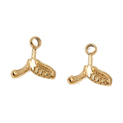 Chapado en Oro Real 18K 304 encantos de acero inoxidable, revestimiento de iones (ip), encantos de cola de pez, pulido, real 18 k chapado en oro, 7x7x2 mm, agujero: 1.2 mm