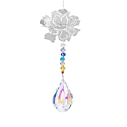 Цветок Железные полые подвесные украшения, Стеклянная кисточка-капля для украшения дома и сада на открытом воздухе, цветок, 485 мм