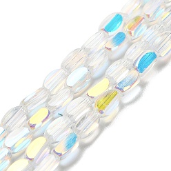 Прозрачный АВ Стеклянные бусины с гальваническим покрытием , овальные, граненые, ясно AB, 6x3.5x2.5 мм, отверстие : 1 мм, около 53~54 шт / нитка, 11.73''~12.01'' (29.8~30.5 см)