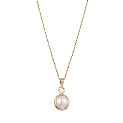 Золотой Круглые ожерелья-подвески из медной проволоки с натуральным пресноводным жемчугом, ожерелья-цепочки из латуни для женщин, золотые, 17.72 дюйм (45 см)