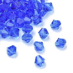 Синий Имитация Австрийские кристаллические шарики, класс AAA, к 9 стекло, граненые, двухконусные, синие, 6x6 мм, отверстие : 0.7~0.9 мм