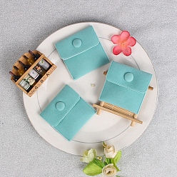 Бледно-бирюзовый Квадратные бархатные мешочки для украшений, подарочные пакеты для ювелирных изделий с кнопкой, для кольца, ожерелья, серьги, браслета, бледные бирюзовая, 7x7 см