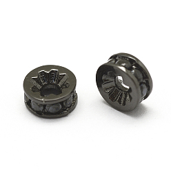 Черный Цвет Металла Латунь микро проложить класс aaa кубический цирконий шарик прокладки, без кадмия, без никеля и без свинца, плоско-круглые, металлический черный , 6x3 мм, отверстие : 2 мм