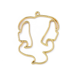 Gemini Zinc Alloy Open Back Bezel Pendants, For DIY UV Resin, Epoxy Resin, Pressed Flower Jewelry, Twelve Constellations, Golden, Gemini, 48x36x2.5mm, Hole: 2mm