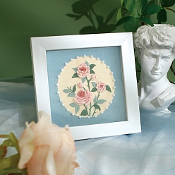 Аква Наборы для вышивки фоторамки с цветочным узором своими руками для начинающих, включая набивную хлопчатобумажную ткань, нитки и иглы для вышивания, пластиковые пяльцы для вышивания, вода, 155x155 мм