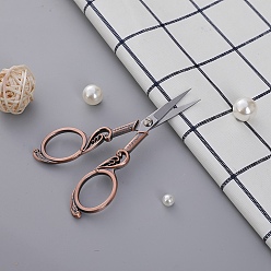 Красная Медь Ножницы из нержавеющей стали, ножницы для вышивания, швейные ножницы, с ручкой из цинкового сплава, сердце, Красная медь, 110x48 мм