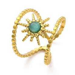 Бирюза Золотые 304 открытые манжеты из нержавеющей стали, cmолой, украшения для женщин, солнце, бирюзовые, 16.5 мм, внутренний диаметр: 17.5 мм