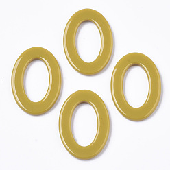 Dark Khaki Cellulose Acetate(Resin) Linking Rings, Oval, Dark Khaki, 23x16x2mm, Inner Diameter: 15x8mm