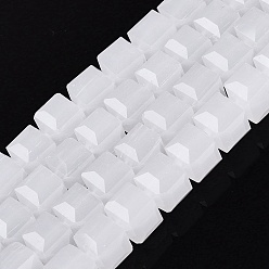 Mint Cream Imitation Jade Glass Beads Strands, Cube, Faceted, Mint Cream, 7x7x6.5~7mm, Hole: 1.2~1.6mm, about 96~101pcs/strand, 25.39~28.54 inch(64.5~72.5cm)