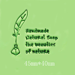 Feather Transparent Resin Stamps, DIY Handmade Soap Stamp Chapters, Clear, Word, Feather Pattern, 50x50x24mm