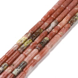 Plum Blossom Jasper Натуральные нити из яшмы в цвету сливы, колонка, 13x4 мм, отверстие : 1.4 мм, около 28~32 шт / нитка, 15.63'' (39.7 см)