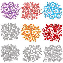 Цветок Углеродистая сталь разрезает трафареты, для diy scrapbooking, Фотоальбом, декоративная бумага для тиснения, цвет нержавеющей стали, цветок, 124x108x0.8 мм, 126x110x0.8 мм; 4 шт / комплект