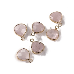 Розовый Кварц Ограненные подвески из натурального розового кварца, латунные подвески-капли, золотые, 19x14 мм