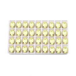 Нарцисс Aurora(jm) пришиваем горный хрусталь, граненый стеклянный горный хрусталь, многожильных ссылки, с латунной оправой золотистого цвета, овальные, бледно-желтый цвет, 14x10x7 мм, отверстие : 1 мм