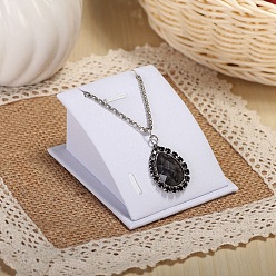 Белый Бархатная стойка для ожерелья с наклонной спинкой, белые, 7.5x6.5x4 см