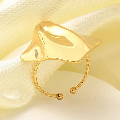 Rhombus 304 открытая манжета из нержавеющей стали для женщин, реальный 18 k позолоченный, ромб, ромб: 33.5x30 мм, регулируемый