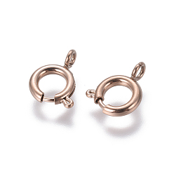 Розовое Золото Ионное покрытие (ip) 304 гладкие пружинные кольцевые застежки из нержавеющей стали, розовое золото , 7.7x1.8 мм, отверстие : 1.8 мм