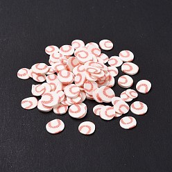 Orange Red Handmade Polymer Clay Cabochons, Polymer Clay Slices for Resin Crafts & DIY Projects, Baseball, Orange Red, 5.5~6x5x0.5mm, about 25000pcs/1000g