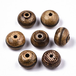 Striped Pattern Tibetan Style dZi Beads, Natural Agate Beads, Dyed & Heated, Rondelle, Stripe Pattern, 15x10mm, Hole: 2mm