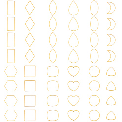 Золотой 48 шт. 12 стиль 304 соединительные кольца из нержавеющей стали, конский глаз и овал и квадрат и прямоугольник и луна и треугольник и ромб и капля и сердце и круглое кольцо и шестиугольник, золотые, 15~26x12~20x1 мм, 4 шт / стиль